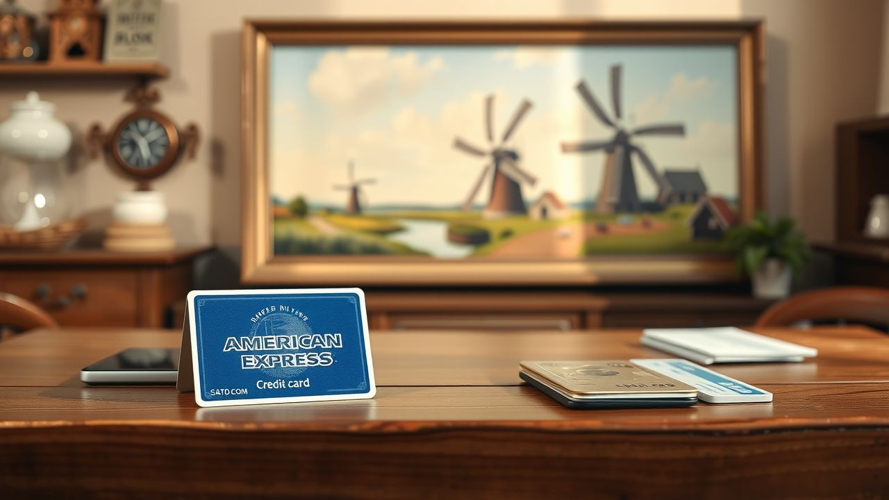 Een platte representatie van een American Express creditcard op een tafel.