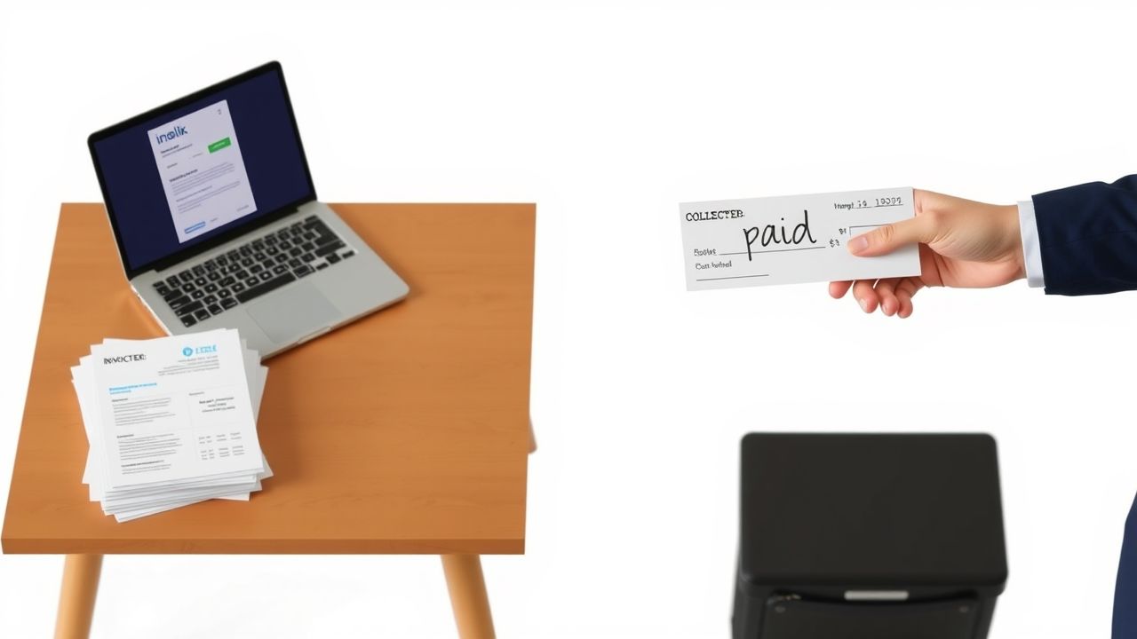 Een betaalde factuur wordt afgehandeld in een gezellig kantoor.